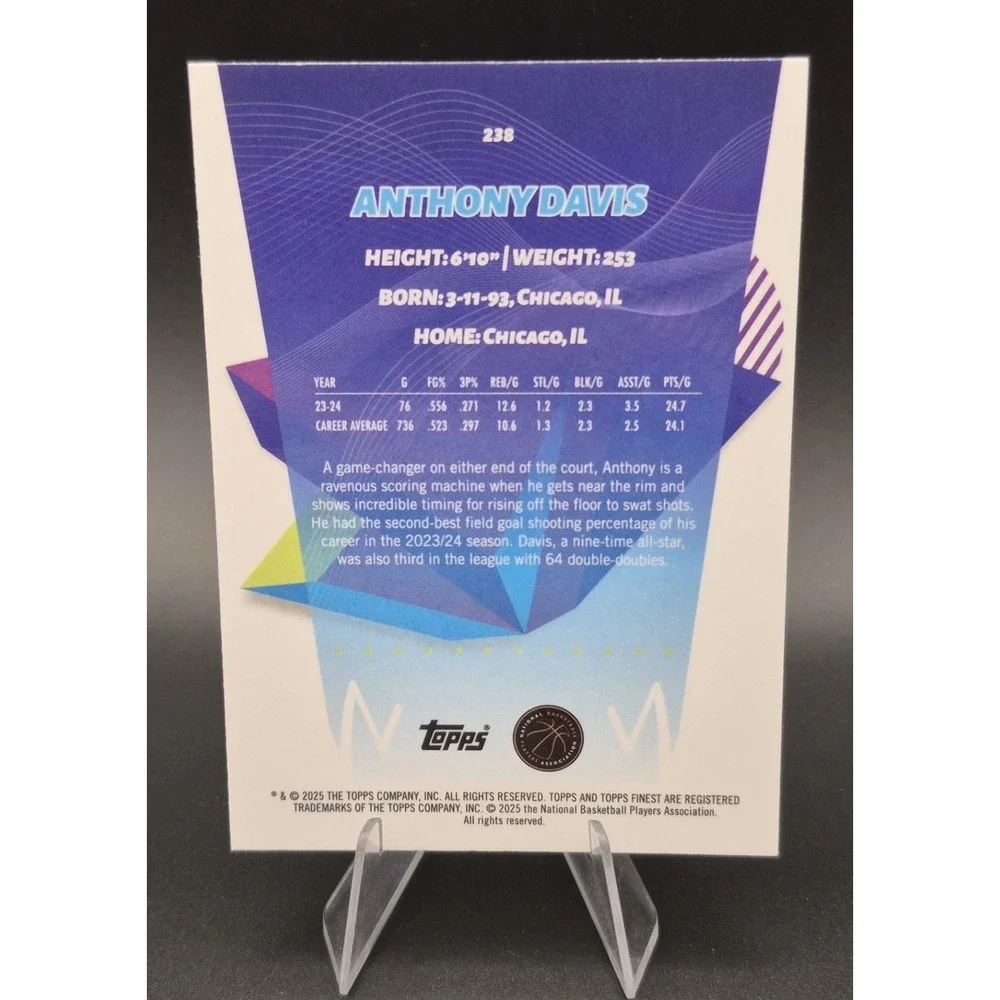 2025 Topps‎ Finest Anthony Davis #238 Orange X-Fractor /150 Wizards Lakers